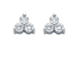 2.00 CTW Three Stone Diamond Earrings 14K White Gold