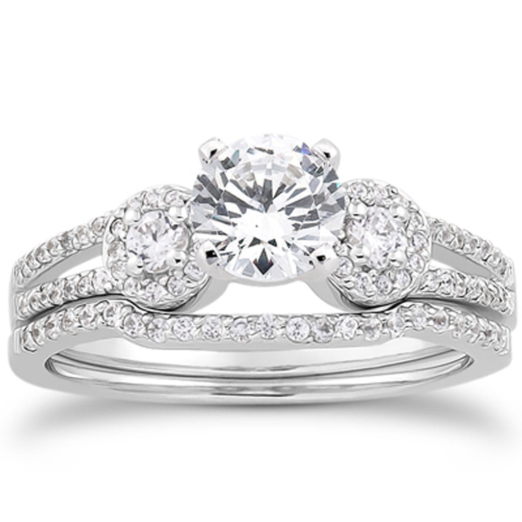 1.00CTW Diamond Bridal Set Engagement and Wedding Ring 14K White Gold