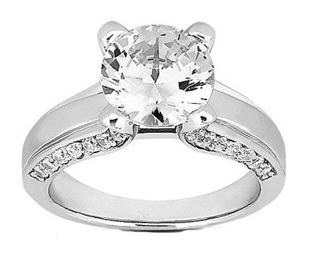 0.80CTW Diamond Solitaire Accent Engagement Ring 14K White Gold