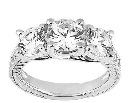 1.12CTw 14K White Gold 3 Stone Diamond Wedding/Engagement Band