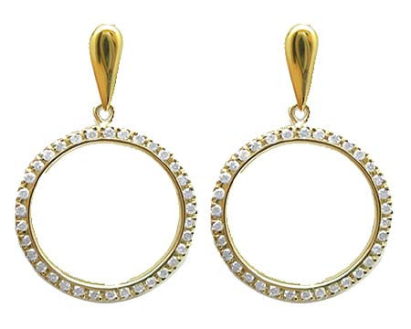 14K Yellow Gold Circle of Love Diamond Drop Earrings