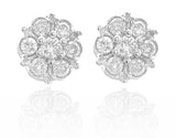 0.70ctw 14K White gold Diamond Cluster Designs Stud Earrings
