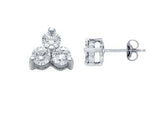 2.00 CTW Three Stone Diamond Earrings 14K White Gold