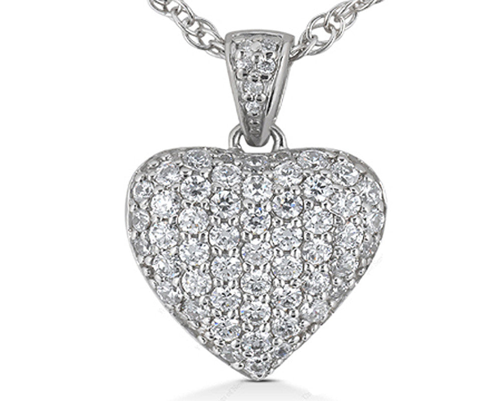 1/2ctw 14K White Gold Diamond Heart Pendant Necklace