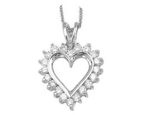 0.30 CTW 14K White gold Diamond Heart Pendant Nacklace