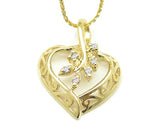 14K Diamond Heart Pendant / Nacklace 14K White gold