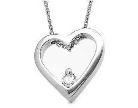 14K White gold Diamond Heart Pendant Nacklace