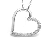 14K White gold Diamond Journey Heart Pendant Necklace