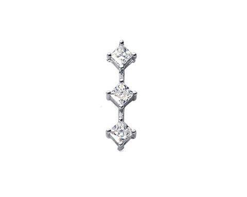 14K White gold Diamond Three Stone Pendant/ Necklace
