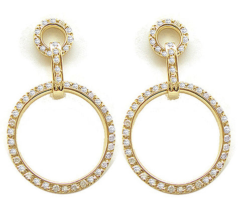 1.00 CTW Yellow Gold Double Circle of Love Diamond Earrings