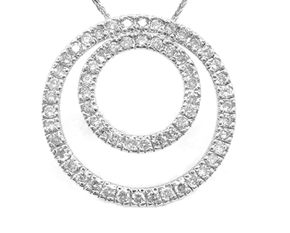 Kwiat - 18K White Gold Diamond Double Circle Necklace