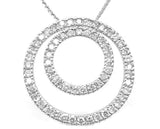 3/4CTW 14K White Gold Double Circle of Love Diamond Necklace/Pendant