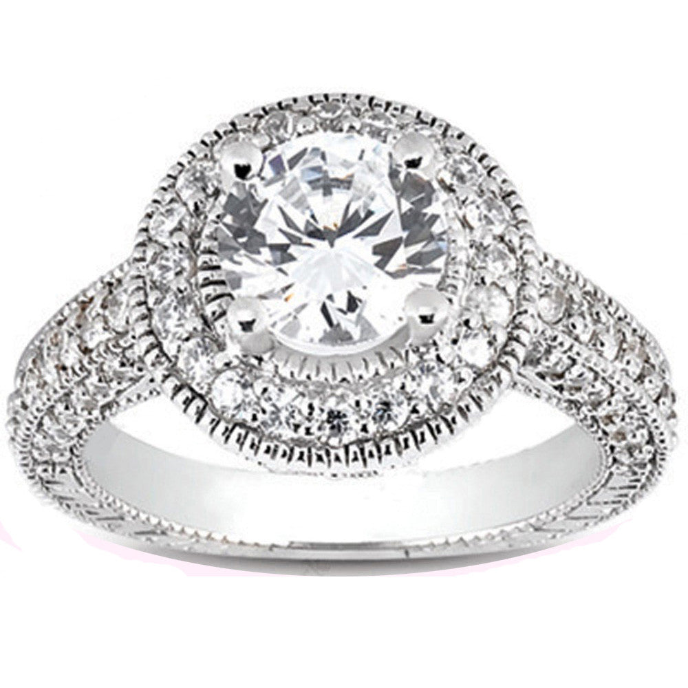 1.35CTW Diamond Solitaire Accent Engagement Ring 14K White Gold