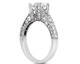 1.07CTW Solitaire Accent  Diamond Engagement Ring 14K White Gold