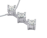 14K White gold Diamond Three Stone Pendant/ Necklace