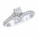 3/4 Carat Forever Us Solitaire Accent Natural Diamond Two Stone Ring 14K WGold